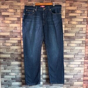 Lee  Premium Men's Dark Blue Regular Straight Leg Jeans 38x32